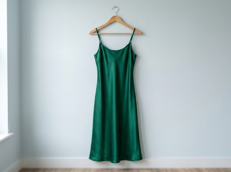 Emerald satin slip dress