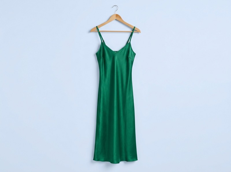 Emerald satin slip dress