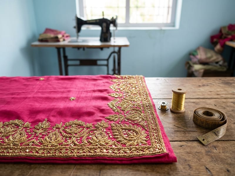 Maggam work dupatta border